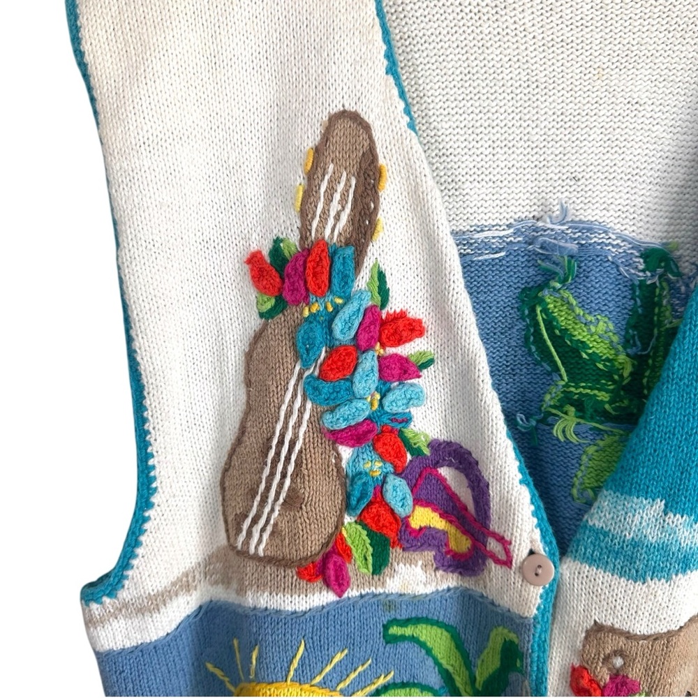 Lauren Hansen Hawaiian Beach Tropical Bear Hula Luau Sweater Vest Size Large - Picture 2 of 8